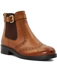 Dune - Ladies Question - Brogue Detail Leather Chelsea Boots Leather - Lyst