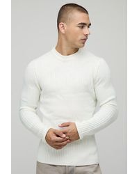 BoohooMAN - Muscle Fit Ribbed Knitted Sweater - Lyst
