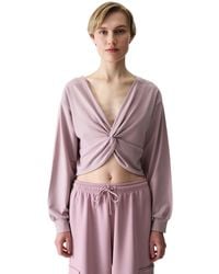 Penti - Oversized V-Neck Midi Sweatshirt With Tie Detail - Lyst