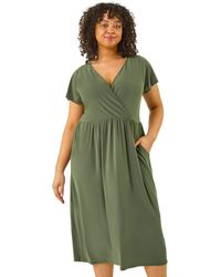 Roman - Curve Wrap Front Stretch Dress - Lyst