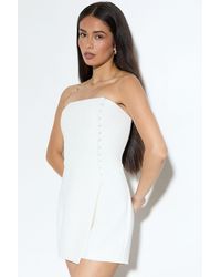 MissPap - Tailored Bandeau Asymmetric Button Front Playsuit - Lyst