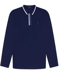 D Rock - Long Sleeve Polo Shirt With Dual-Stripe Collar - Lyst