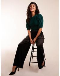 Blue Vanilla - Wide Leg Textured Velour Trouser - Lyst