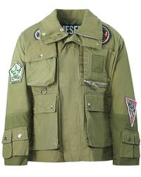 DIESEL - Pocket Patch Logo Military Jacket Cotton - Lyst
