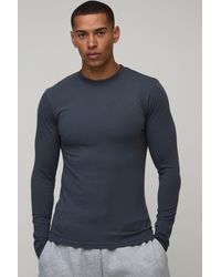 BoohooMAN - Essential Muscle Fit Long Sleeve T-Shirt - Lyst