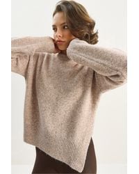 Bianco Lucci - Thick Oversized Crew Neck Knit Sweater - Lyst