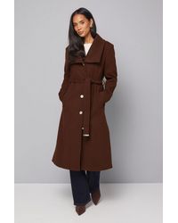 Wallis - Knitted Collar Button Through Wrap Coat - Lyst