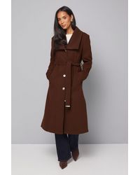 Wallis - Knitted Collar Button Through Wrap Coat - Lyst