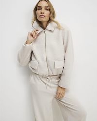 River Island - Jacket Boiled Wool Harrington Zip - Lyst