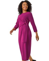 Roman - Petite Tie Waist Stretch Midi Dress - Lyst