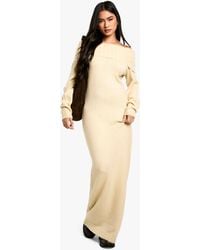 Boohoo - Premium Oversized Bardot Neckline Maxi Jumper Dress - Lyst