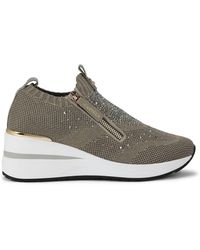 Carvela Kurt Geiger - Trainer Bronze Fabric High Rise - Lyst