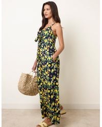 Blue Vanilla - Lemon Print Front Tie Jumpsuit - Lyst