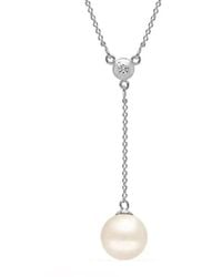 Bibei - Lariat Necklace With Pearl And Cubic Zirconia - Lyst