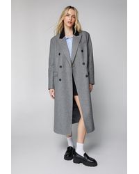 Nasty Gal - Contrast Collar Wool Look Tailored Coat - Lyst