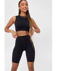 Nasty Gal - Ribbed Sculpted Crop Top And Cycling Shorts Co-Ord Set - Lyst