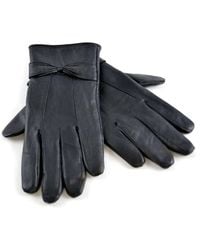 Sock Snob - Ladies Fleece Lined Warm Sheepskin Leather Gloves With Bow - Lyst