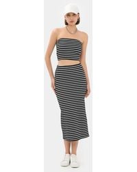 Hiccup - 2 Pieces: Striped Strapless Crop Top & Mid Rise Midi Skirt - Lyst