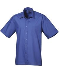 PREMIER - Short Sleeve Formal Poplin Plain Work Shirt (Royal) - Lyst