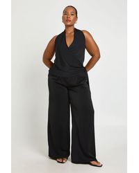 Boohoo - Plus Woven Cowl Wrap Drape Co-Ord - Lyst