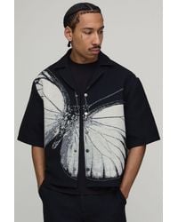 BoohooMAN - Oversized Butterfly Tapestry Revere Short Sleeve Shirt - Lyst