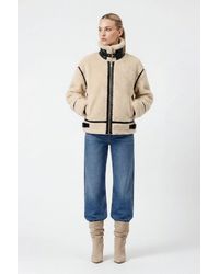 Elle - Delia Cropped Faux-Shearling Aviator Jacket - Lyst