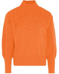 myMo - Pullover Mit Blumenstick Damen - Lyst