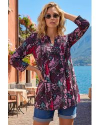 Roman - Abstract Animal Print Pintuck Shirt - Lyst
