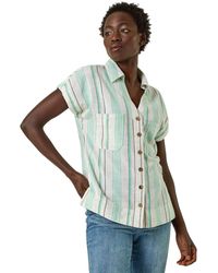 Roman - Verticle Stripe Short Sleeve Shirt - Lyst