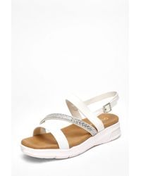 Quiz - Wide Fit Asymmetric Diamante Strap Sandals - Lyst