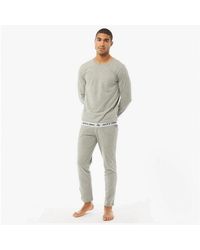Jack & Jones - Ricko Cotton T-Shirt And Trousers Lounge Set Light Melange - Lyst