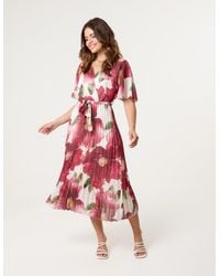 Blue Vanilla - Floral Wrap Midi Dress - Lyst