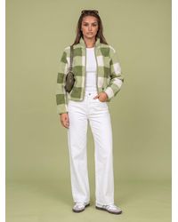 Urban Bliss - Matcha Check Fleece Jacket - Lyst