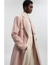 Karen Millen - Wool Fitted Double Breasted Tailored Midi Coat - Lyst
