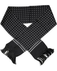 Dolce & Gabbana - Polka Dotted Silk Skinny Fringes Scarf - Lyst