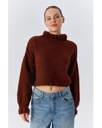 MixRay - Thick Turtleneck Textured Crop Sweater - Lyst