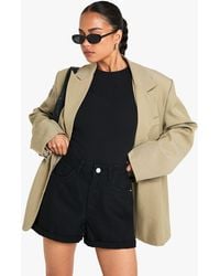 Boohoo - High Waisted Roll Hem Denim Shorts - Lyst