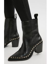Karen Millen - Leather Block Heel Stud Ankle Boot - Lyst