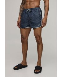 BoohooMAN - Snake Print Embroidered Piped Super Short Swim - Lyst