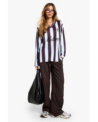 Boohoo - Pinstripe Drawstring High Waisted Trouser - Lyst