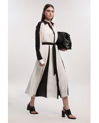 Karen Millen - Colour Block Fluid Tencel Woven Maxi Shirt Dress - Lyst