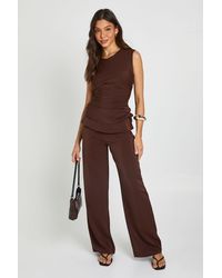 Boohoo - Racer Ruched Top And Foldover Waist Trouser Co-Ord - Lyst