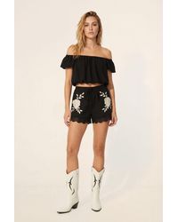 Nasty Gal - Cotton Embroidered Lace Trim Shorts - Lyst