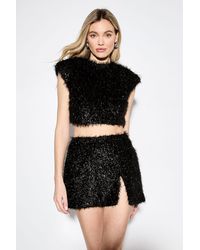 MissPap - Premium Textured Shimmer Crop Top - Lyst