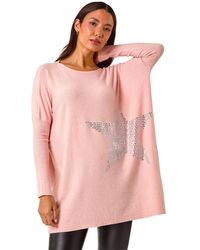 Roman - Embellished Star Print Longline Jumper - Lyst