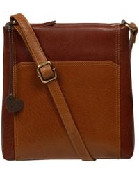NiNa Amora - 'Fiorella' Conker & Dark Tan Leather Cross Body Bag - Lyst