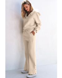 Azura Exchange - Parchment Solid Color Hoodie And High Waist Pants Two Piece Activewear - Lyst