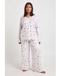 Boohoo - Plus Bows And Cocktails Print Long Sleeve Shirt & Trouser Pyjama Set - Lyst