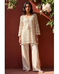 Roman - Crochet Tie Front Knit Tunic - Lyst