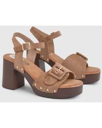 Oasis - Regina Faux Suede Buckle Detail High Block Heel Platform Sandals - Lyst